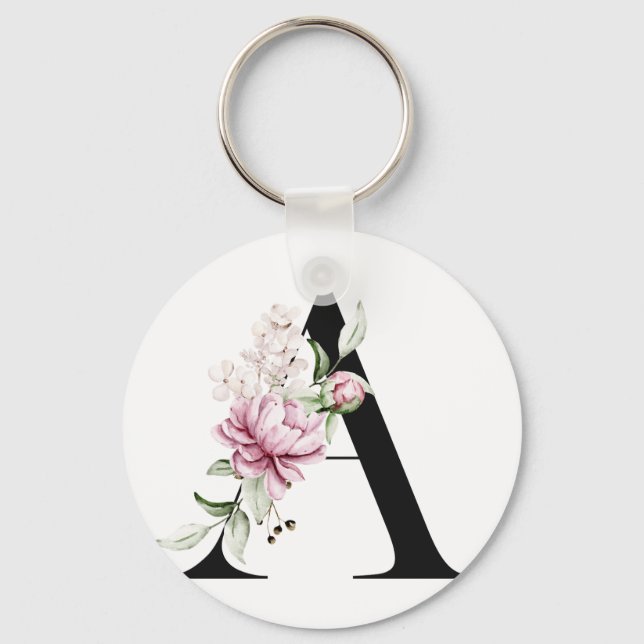 Monogram Letter  A Bridesmaid Keychain (Front)