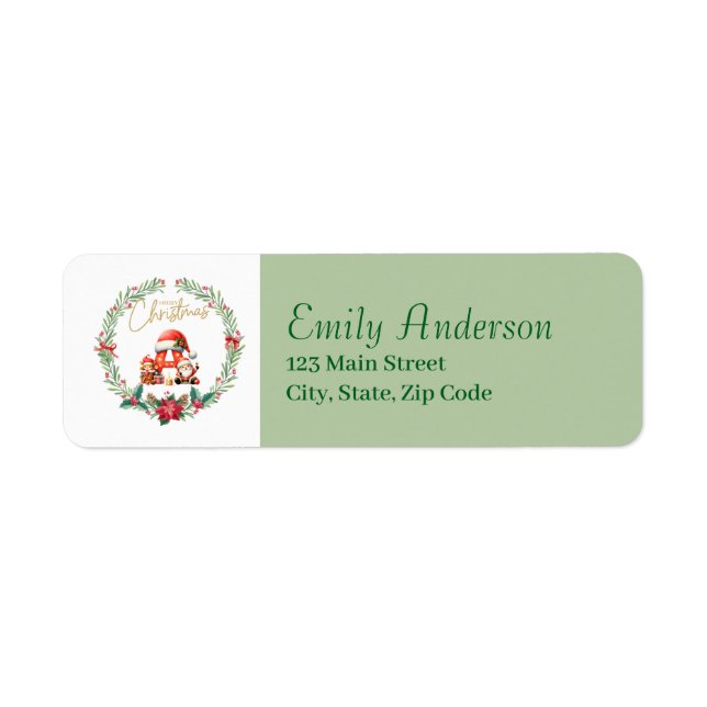 Monogram Letter A Christmas Wreath w/ Santa Claus Label (Front)