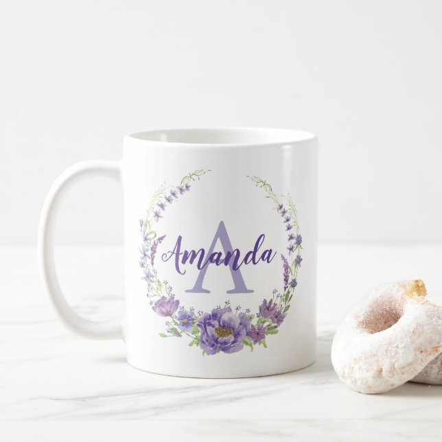 Monogram - letter A, custom Coffee Mug (With Donut)