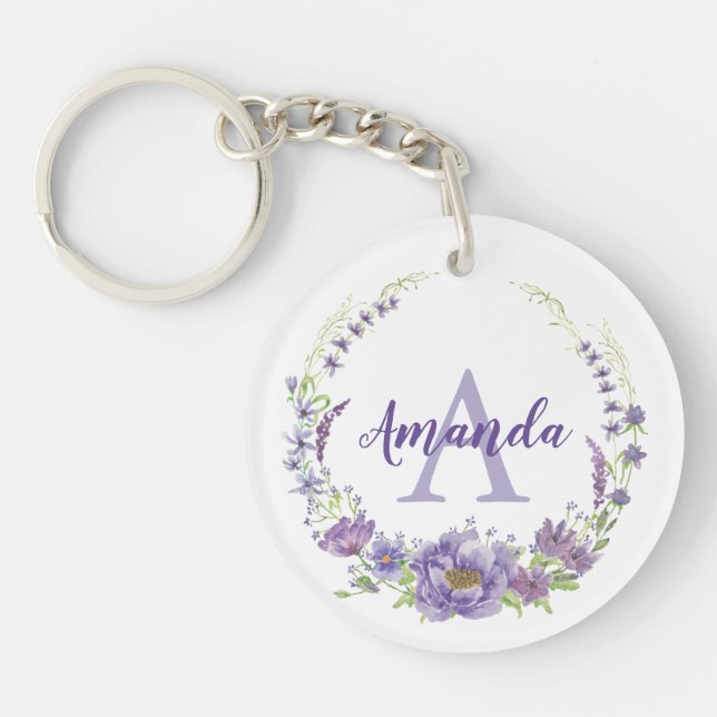 Monogram - letter A, custom Keychain (Front)