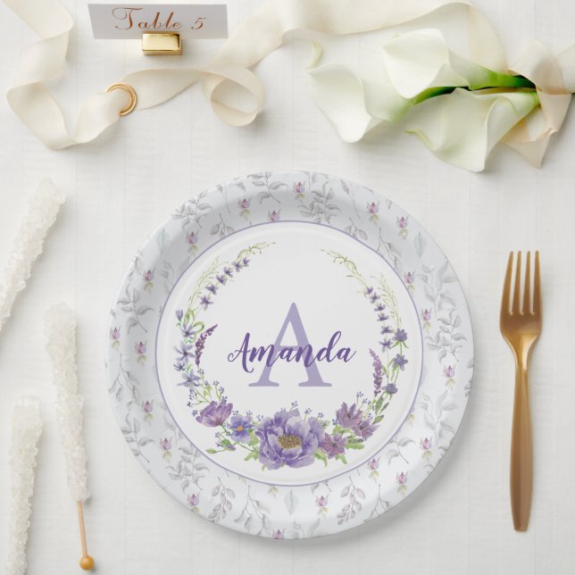 Monogram - letter A, custom Paper Plates (Wedding)