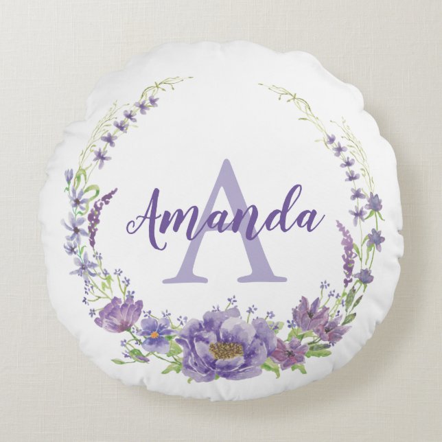 Monogram - letter A, custom Round Pillow (Front)