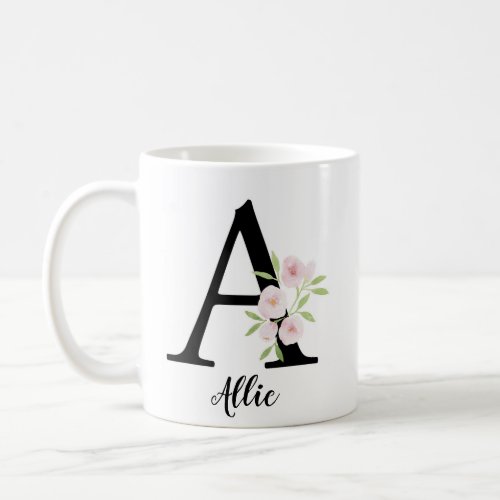 Monogram Letter A Floral Coffee Mug
