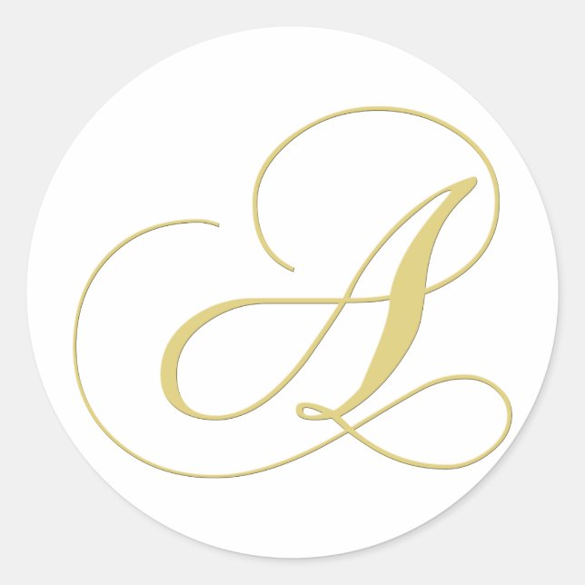 Monogram Letter A Golden Single Classic Round Sticker (Front)
