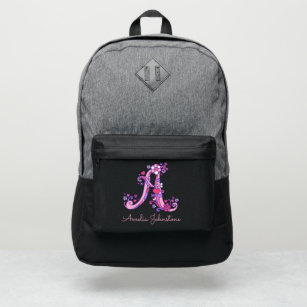 Monogram letter A hearts flower custom name Port Authority® Backpack