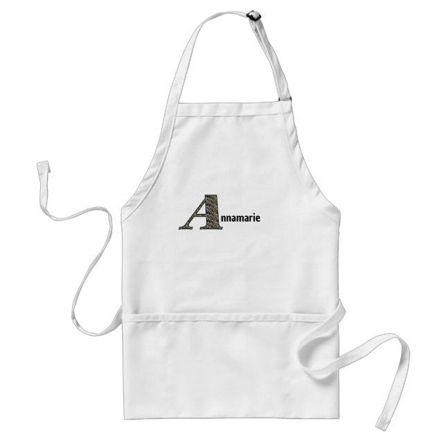 Monogram Letter A Name Hydrangea Personalized Adult Apron (Front)