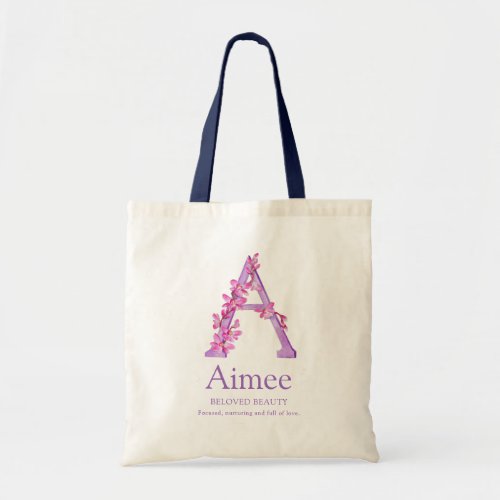 Monogram letter A orchids watercolor Aimee custom Tote Bag
