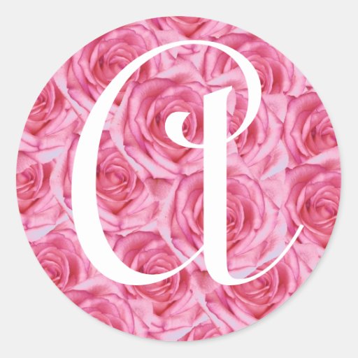 Monogram Letter A Pink Roses Sticker | Zazzle