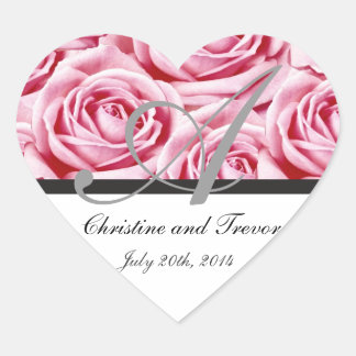 Monogram Letter A Pink Roses Sticker