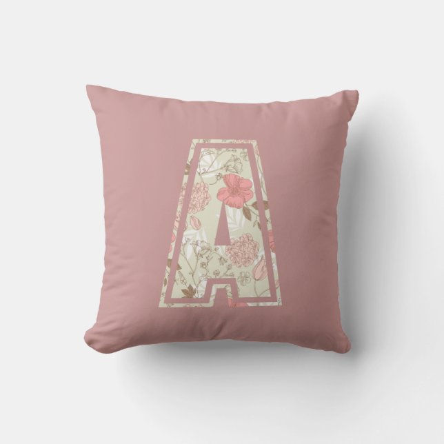 Monogram Letter A Throw Pillow (Front)