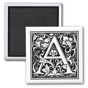 Monogram Letter A William Morris Style Magnet