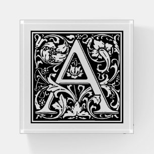 Monogram Letter A William Morris Style Paperweight