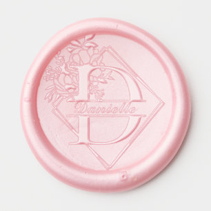 Monogram Letter Alphabet D Geometric Floral Stamp Wax Seal Sticker
