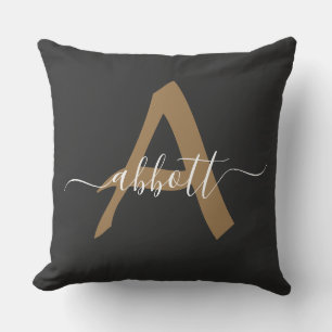 Monogram Letter and Name Custom Name Throw Pillow