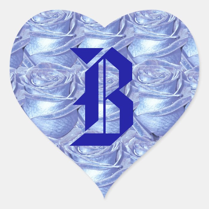 Monogram Letter B Blue Roses Sticker