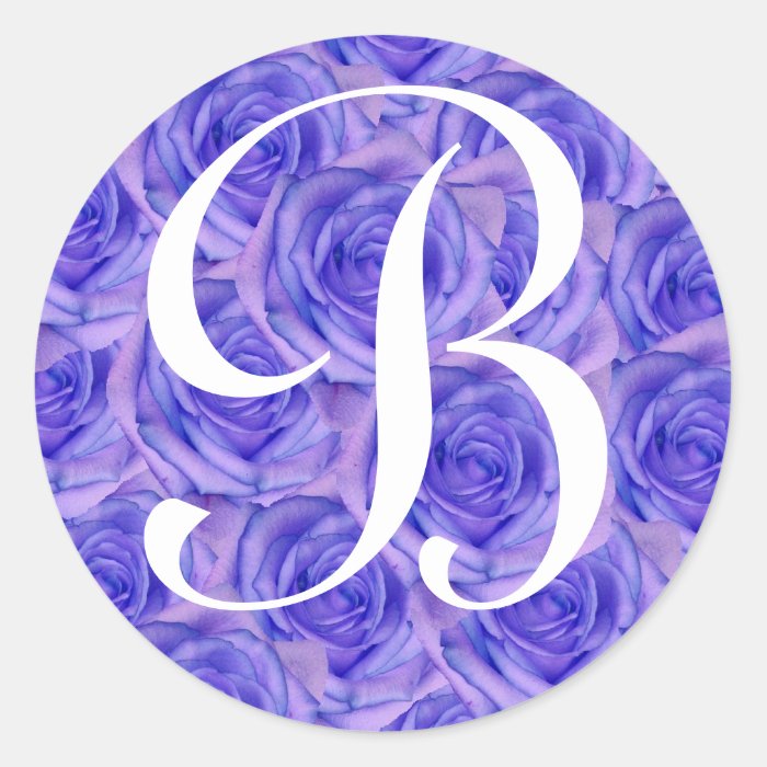 Monogram Letter B Blue Roses Sticker