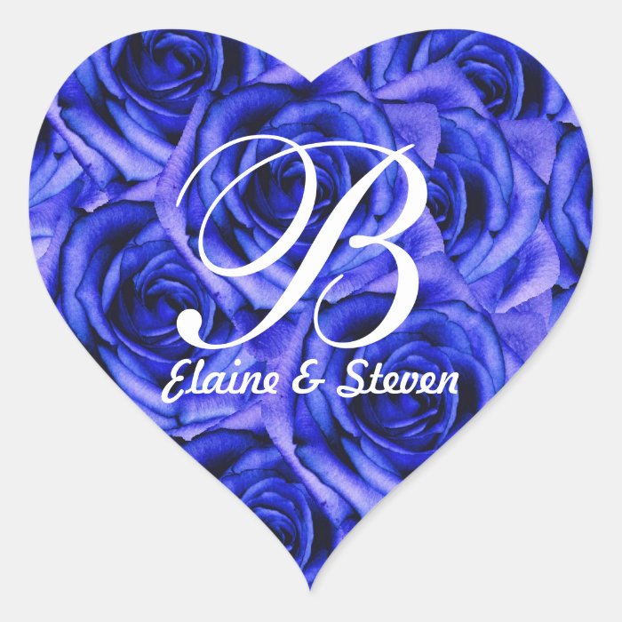 Monogram Letter B Blue Roses Sticker