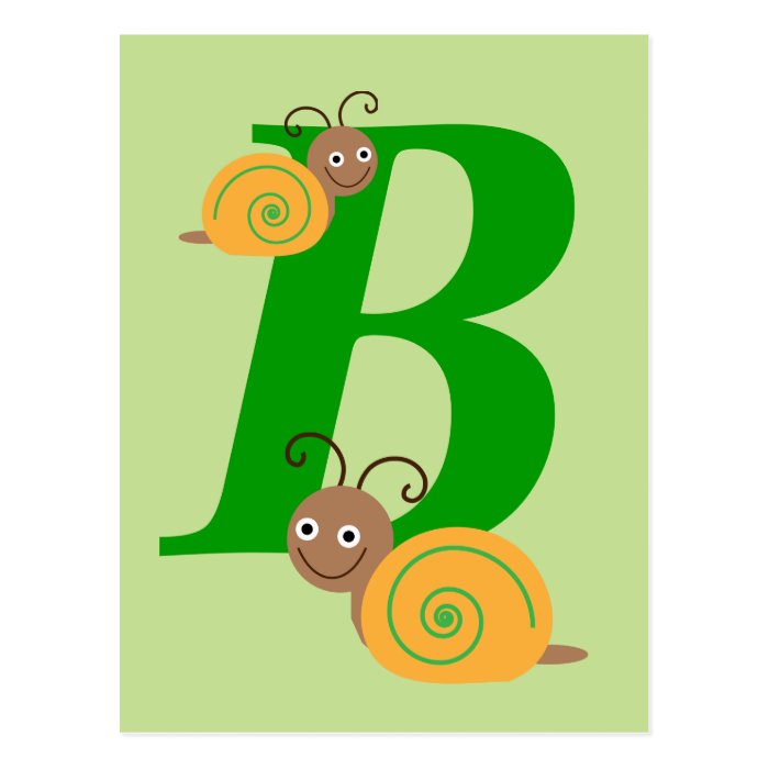 Monogram letter B brian the snail kids postcard