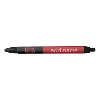 Monogram Letter B - Buffalo Plaid Red Black Black Ink Pen by MyGiftShop at Zazzle