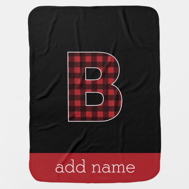 Monogram Letter B - Buffalo Plaid Red Black Receiving Blanket | Zazzle.com