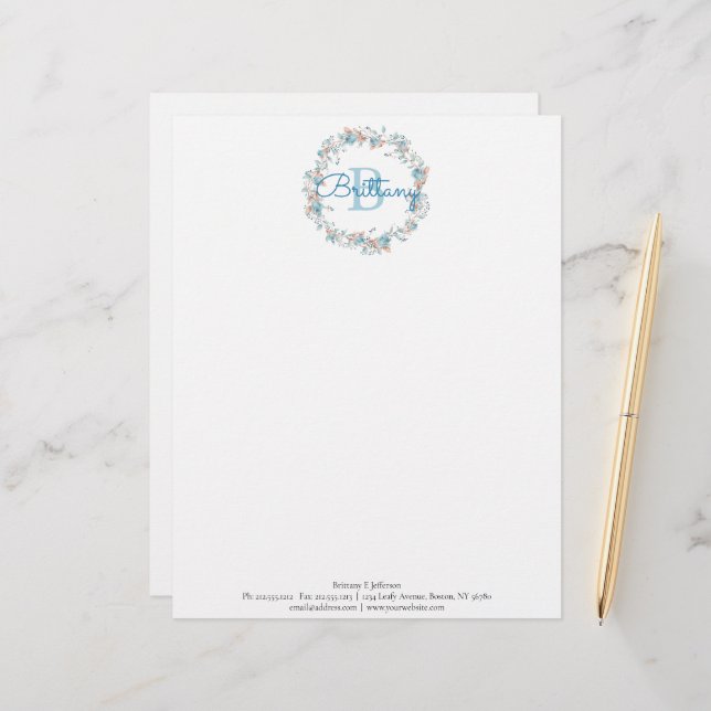 Monogram - letter B, custom Letterhead (Front/Back In Situ)