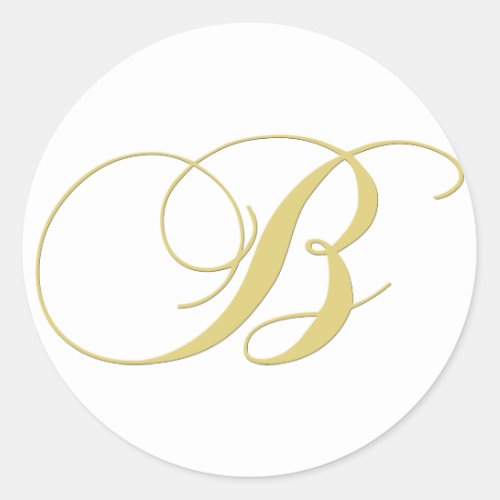 Monogram Letter B Golden Single Classic Round Sticker