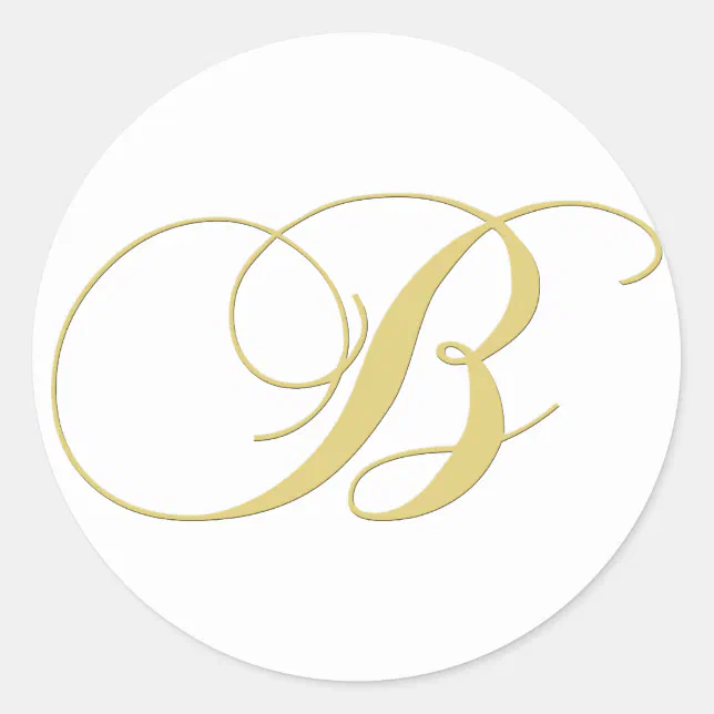 Monogram Letter B Golden Single Classic Round Sticker | Zazzle