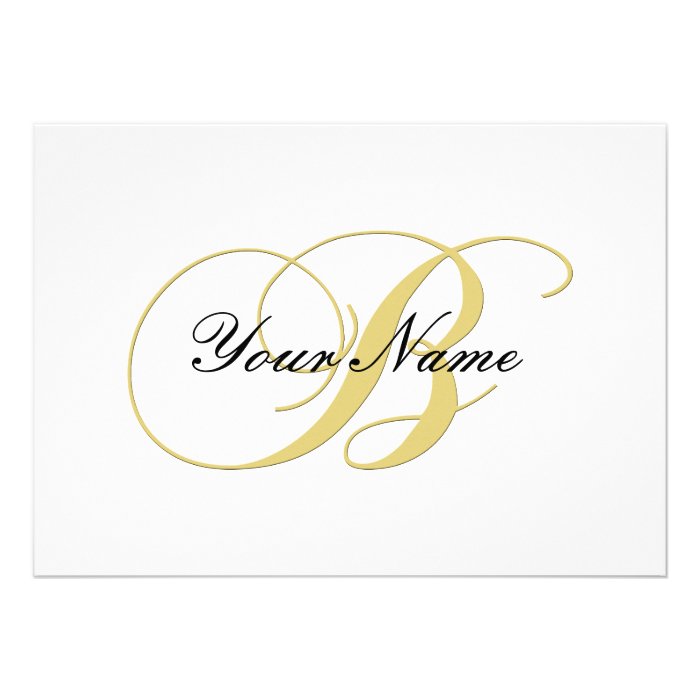 Monogram Letter B Golden Single Customizable Invites