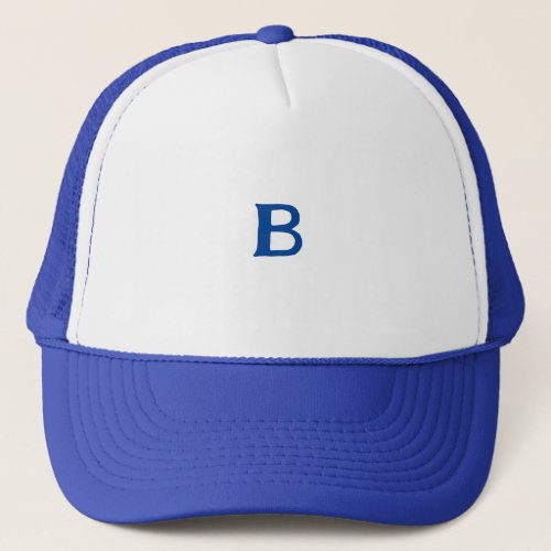 Monogram Letter B Logo Initial Royal Trucker Hat 
