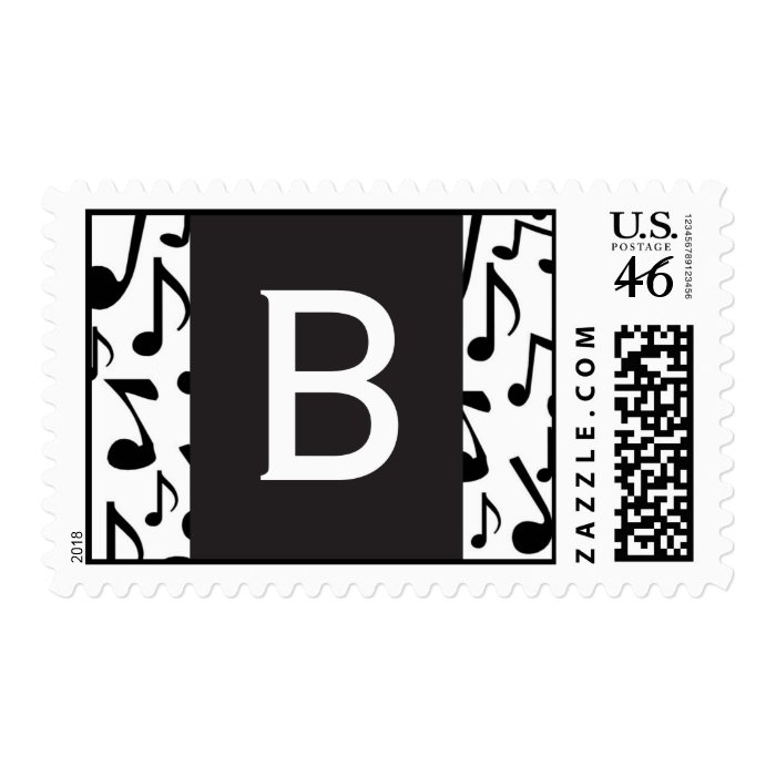 Monogram Letter B Music Notes Stamp