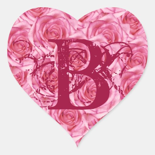 Monogram Letter B Pink Roses Sticker | Zazzle