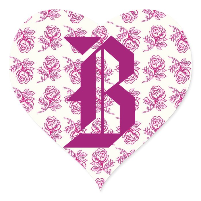 Monogram Letter B Pink Roses Sticker