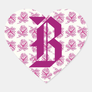 Monogram Letter B Pink Roses Sticker