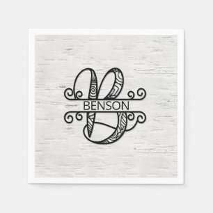 Monogram Letter B with Family Name Napkins
