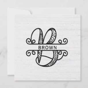 Monogram Letter B with Family Name Note Card
