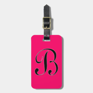 Monogram Letter B With Vivid Raspberry Luggage Tag