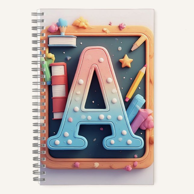 ✏️ Monogram Letter Back To School Colorful Style ✏ Notebook (Front)