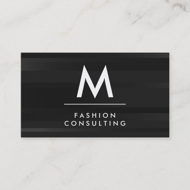 Monogram Letter | Black Stripes Business Card (Front)
