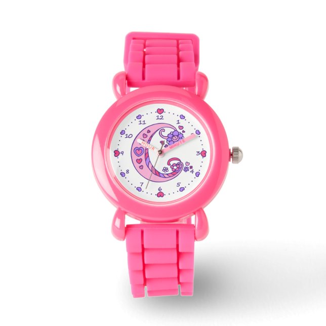 Monogram letter C doodle heart girls watch (Front)
