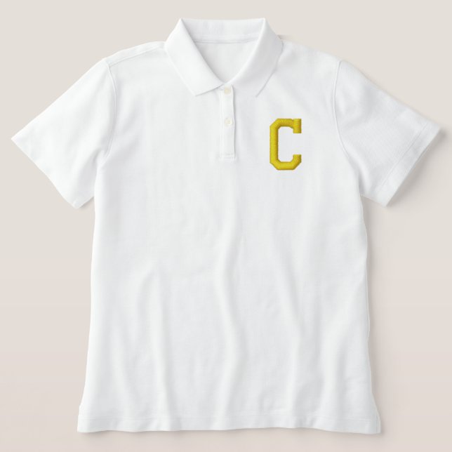 MONOGRAM LETTER C EMBROIDERED POLO SHIRT (Design Front)