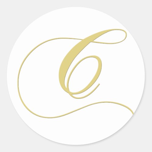 Monogram Letter C Golden Single Classic Round Sticker