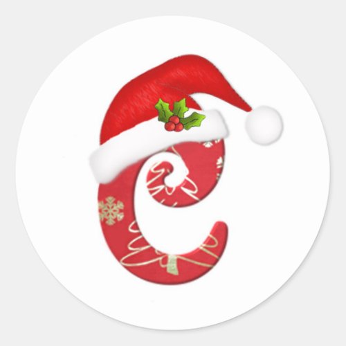 Monogram letter C Santa hat Christmas  Sticker