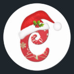 Monogram letter C, Santa hat Christmas  Sticker<br><div class="desc">Monogram letter C with Santa hat and holly Christmas  Sticker</div>