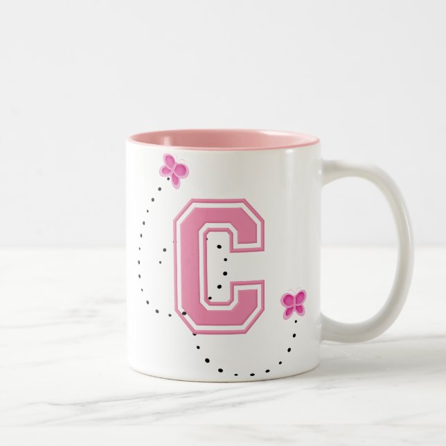 Monogram Letter C Two-Tone Coffee Mug (Right)