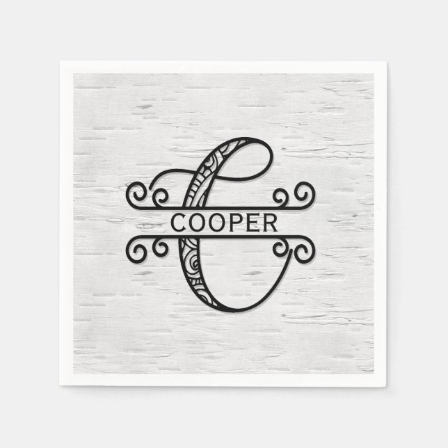 Monogram Letter C with Family Name  Napkins (Front)