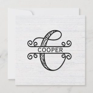 Monogram Letter C with Family Name Note Card