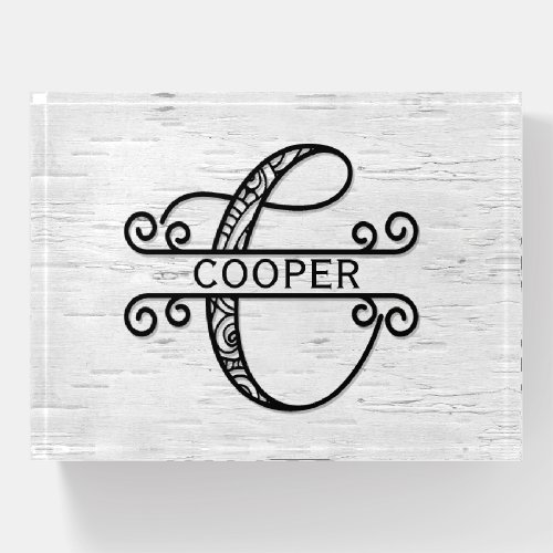 Monogram Letter C with Family Name  Paperweight