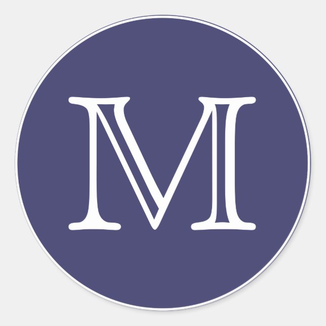Monogram Letter Classic Round Sticker (Front)