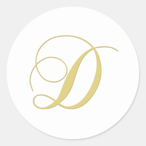 Monogram Letter D Golden Single Classic Round Sticker