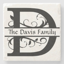 Monogram Letter D Personalized Stone Coaster